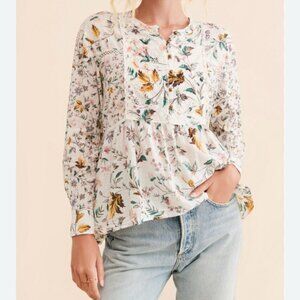 Anthropologie Ginevra Lace Floral Babydoll Blouse Cotton Women's S